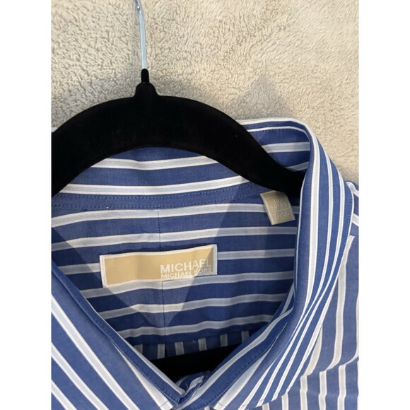 Michael Kors Button Down Shirt Mens 19 Tall 38/39 Blue Striped Big & Tall 3XLT - Picture 3 of 9